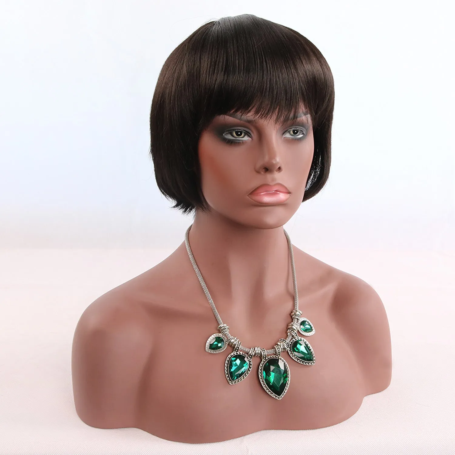 Asia | Black Short Pixie Cut Straight Synthetic Hair Wig With Bangs