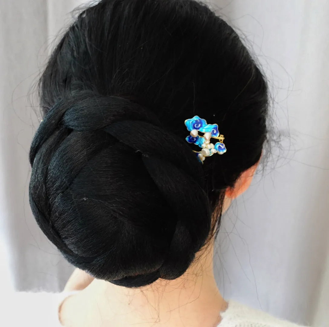 Auspicious Hair Stick with Enamel Pearl