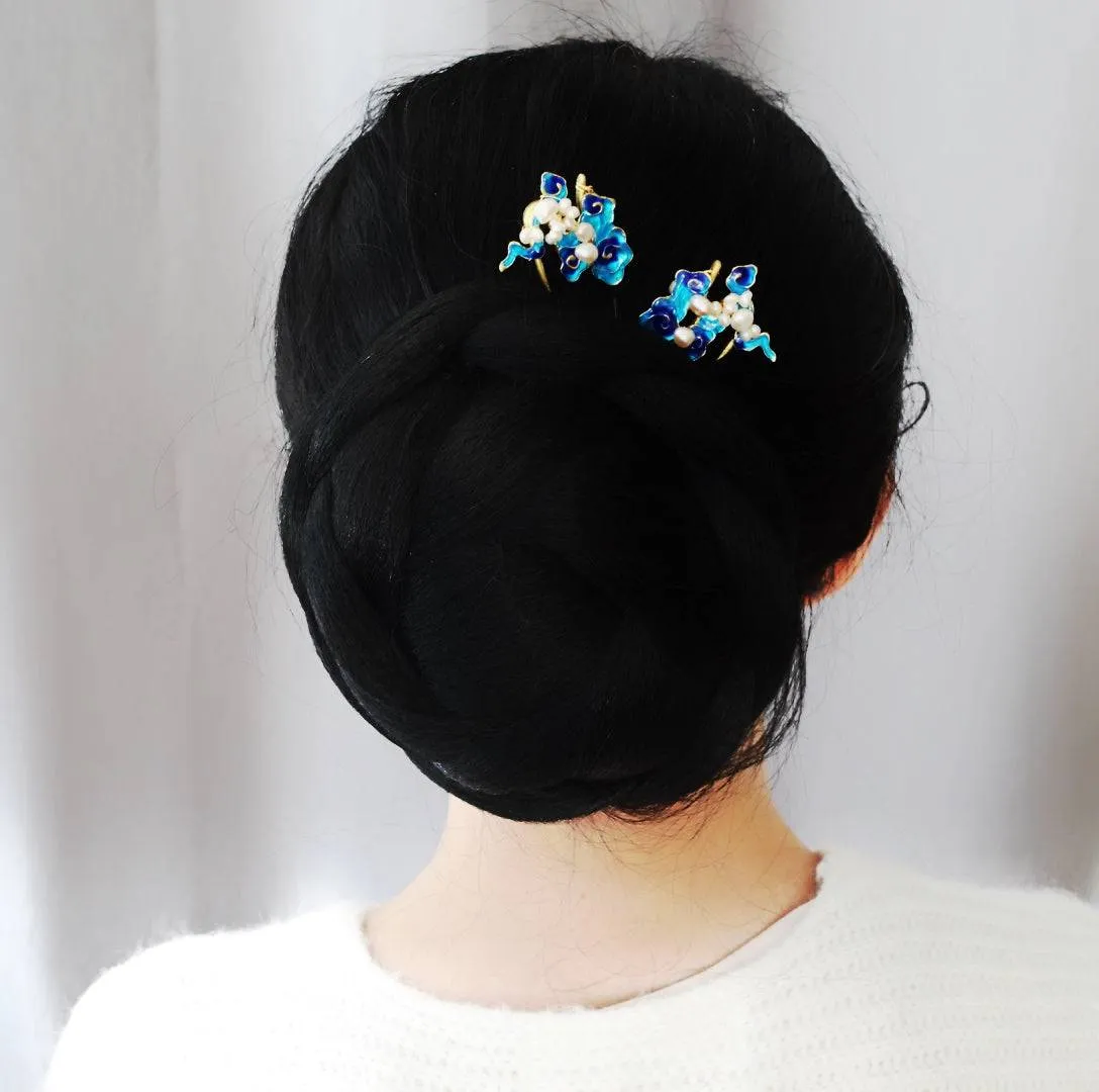 Auspicious Hair Stick with Enamel Pearl