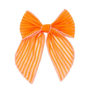 Baby Bling Belle Clip - Neon Orange Stripe