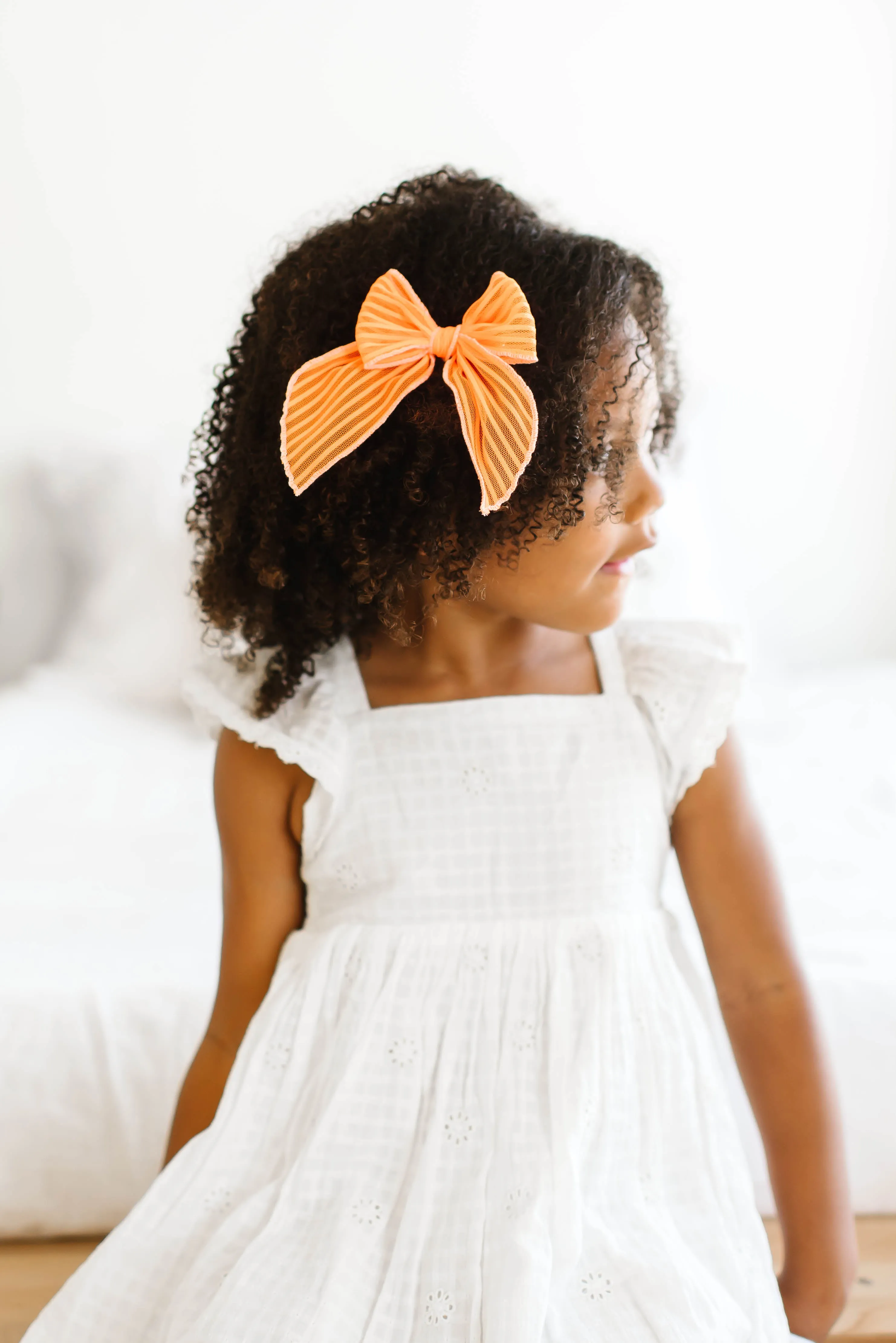 Baby Bling Belle Clip - Neon Orange Stripe