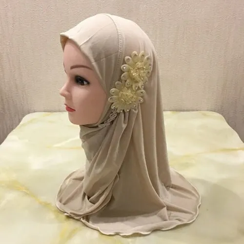 Beautiful Small Girl Al Amira Hijab with Flowers (2-7 years)