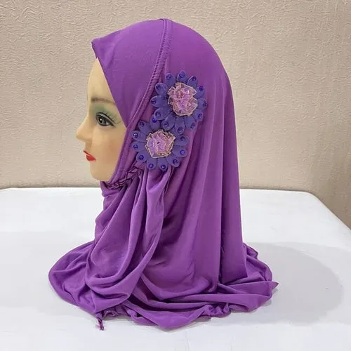 Beautiful Small Girl Al Amira Hijab with Flowers (2-7 years)