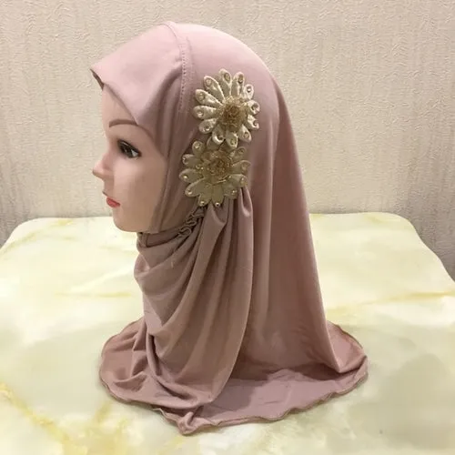 Beautiful Small Girl Al Amira Hijab with Flowers (2-7 years)