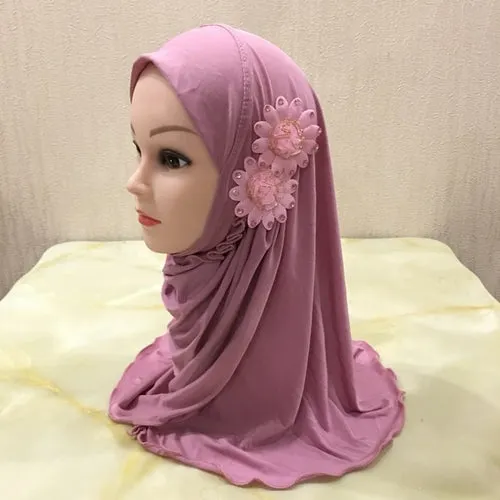 Beautiful Small Girl Al Amira Hijab with Flowers (2-7 years)