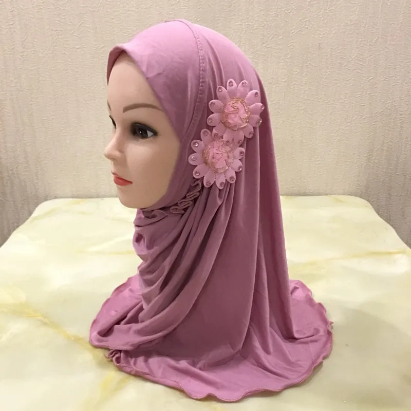 Beautiful Small Girl Al Amira Hijab with Flowers (2-7 years)