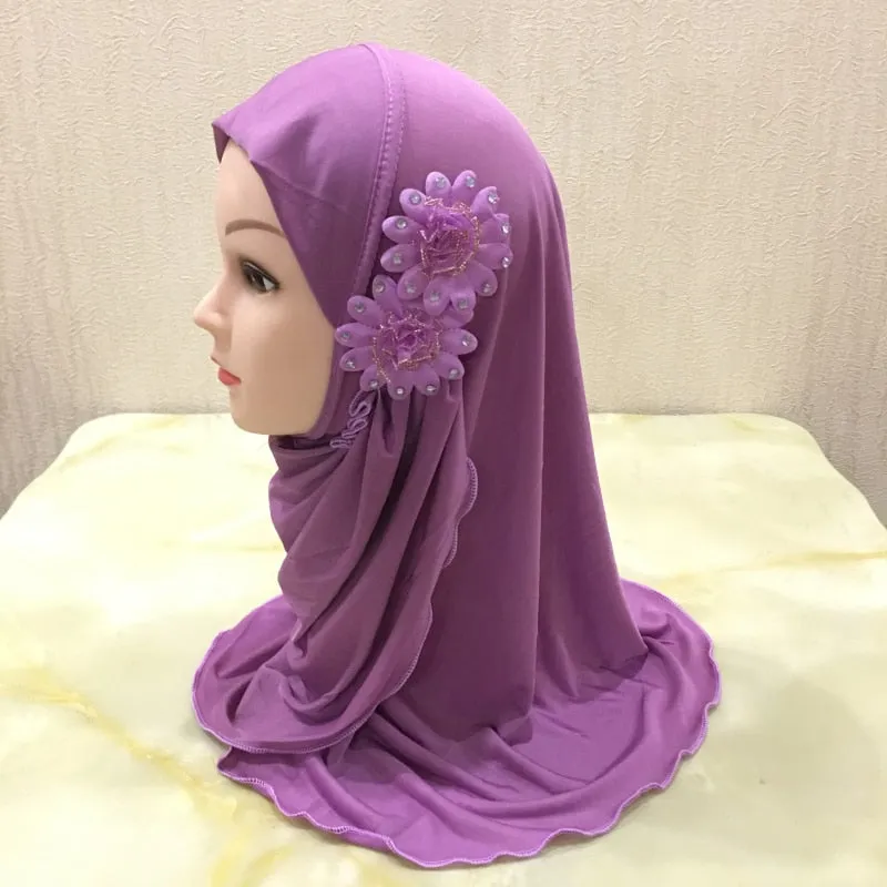 Beautiful Small Girl Al Amira Hijab with Flowers (2-7 years)