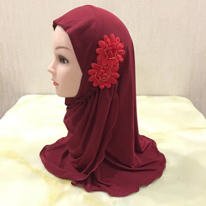 Beautiful Small Girl Al Amira Hijab with Flowers (2-7 years)