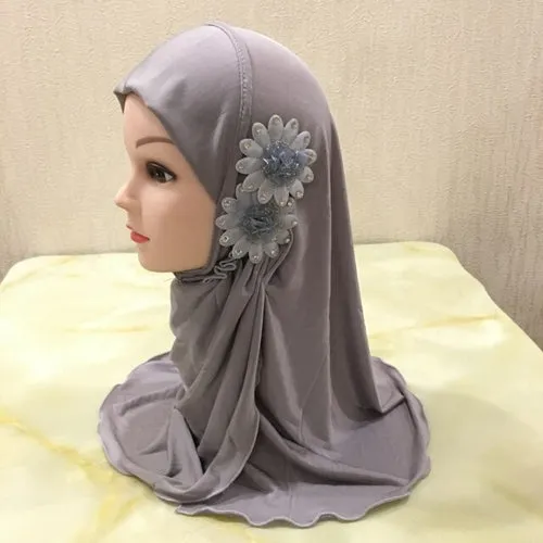Beautiful Small Girl Al Amira Hijab with Flowers (2-7 years)
