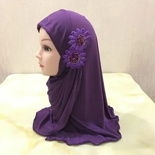 Beautiful Small Girl Al Amira Hijab with Flowers (2-7 years)