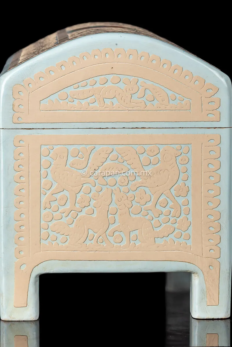 Beige over White Mexican Lacquered Wood Box