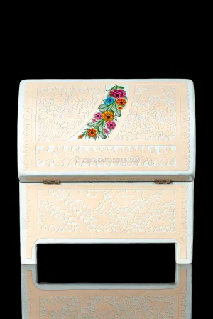 Beige over White Mexican Lacquered Wood Box