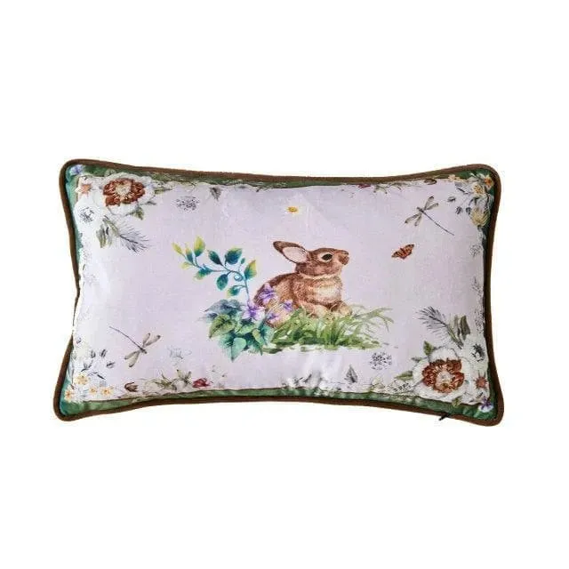 Birds of Floral Paradise Printed Velvet Cushion Cover