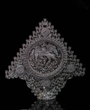 Black Glazed Candelabra with Mexican Emblem