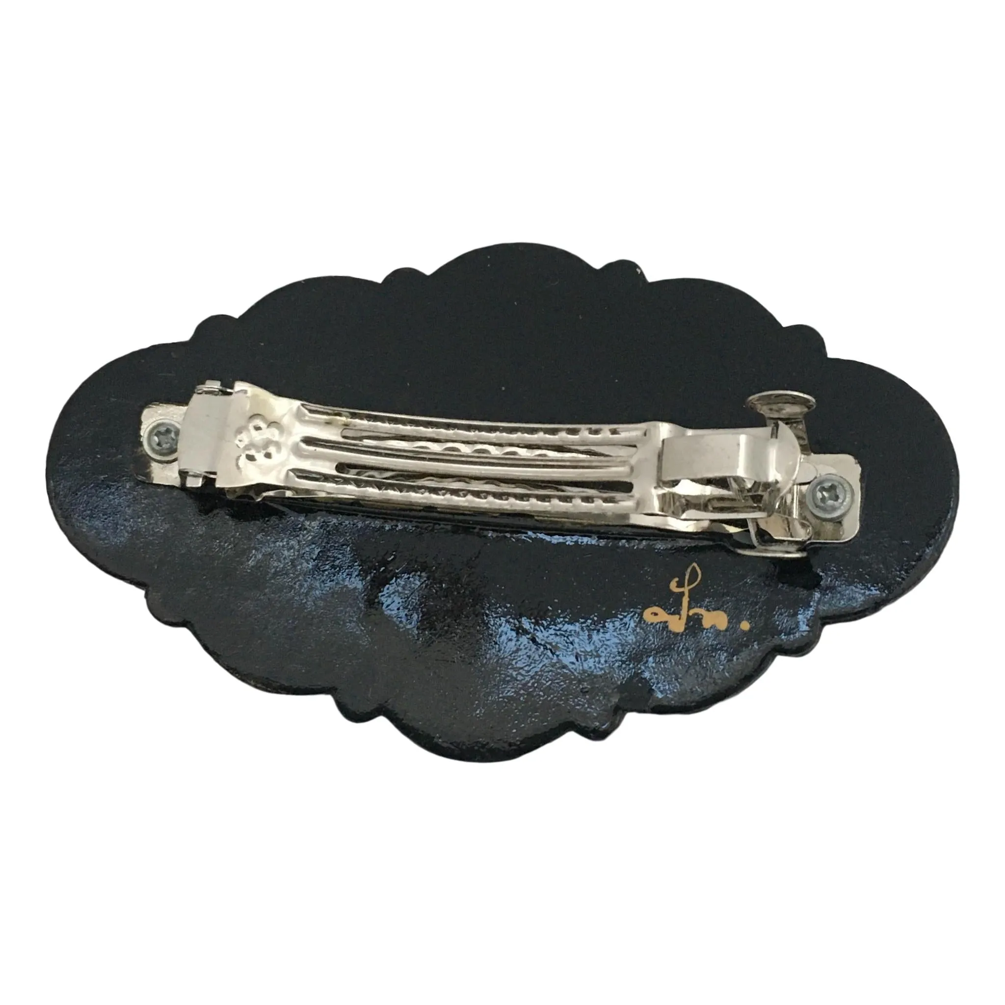 Black Hair Clip with Lavender Flowers