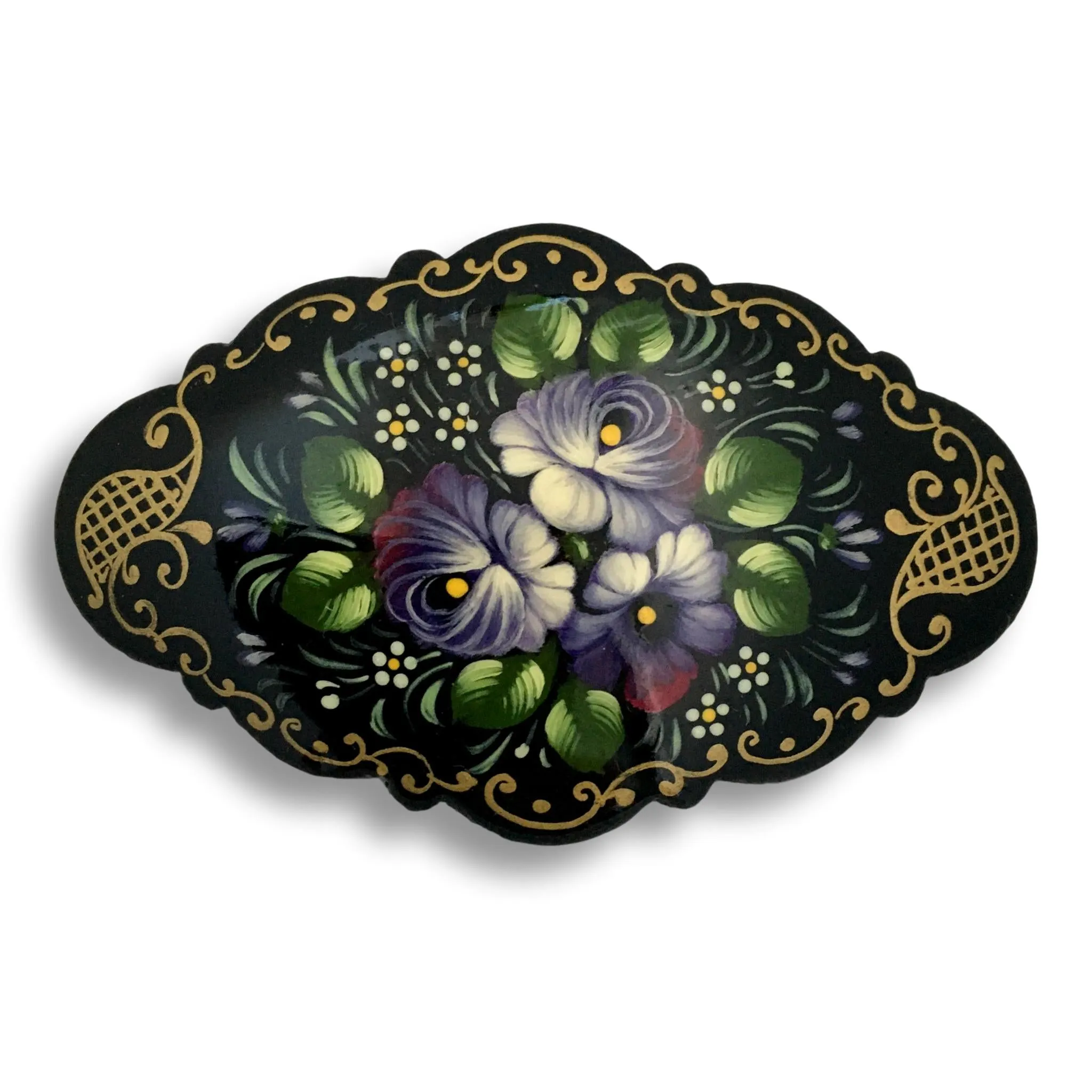 Black Hair Clip with Lavender Flowers