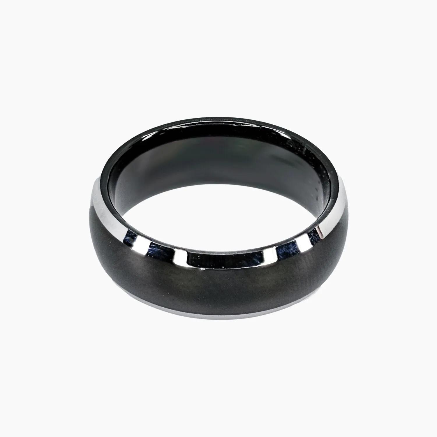 Black Tungsten Ring with Beveled Edges