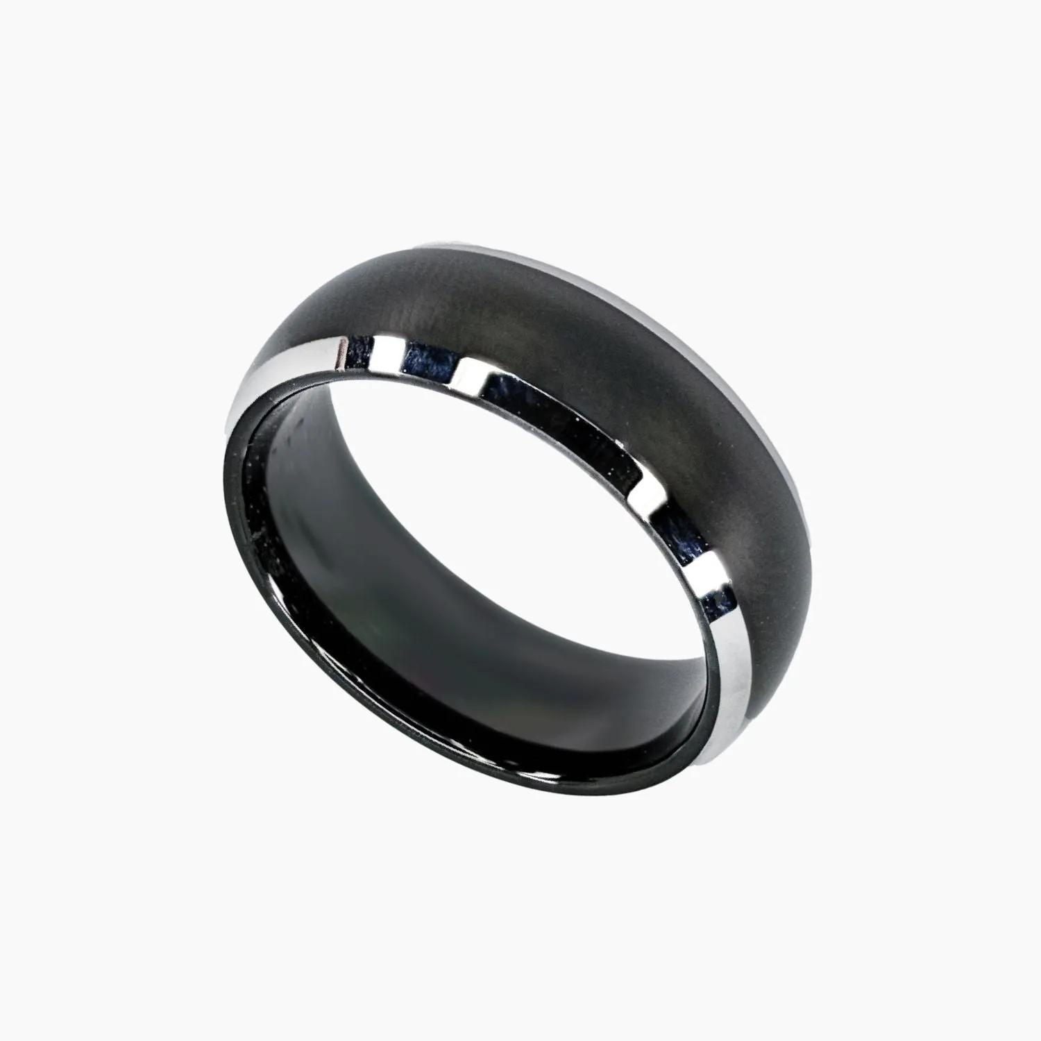 Black Tungsten Ring with Beveled Edges