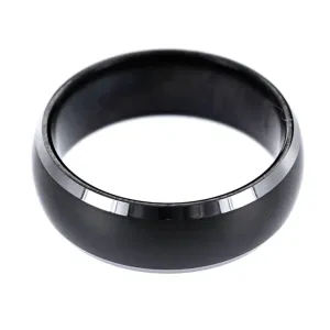 Black Tungsten Ring with Beveled Edges