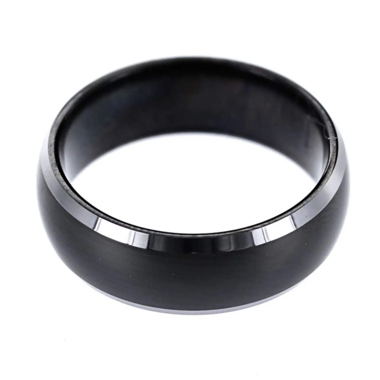 Black Tungsten Ring with Beveled Edges