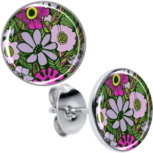 Blossom Creation Paradise of Pink Flowers Stud Earrings