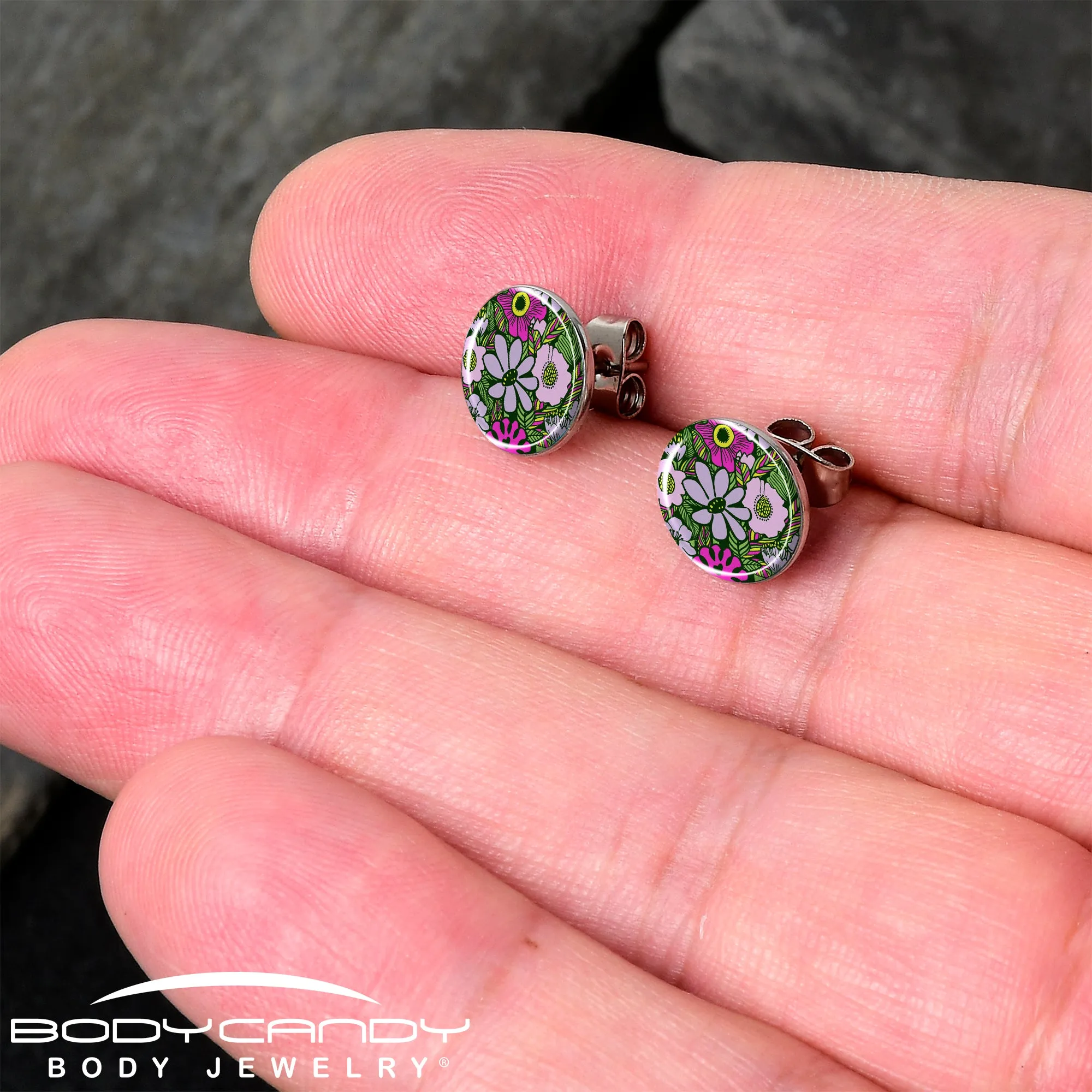 Blossom Creation Paradise of Pink Flowers Stud Earrings