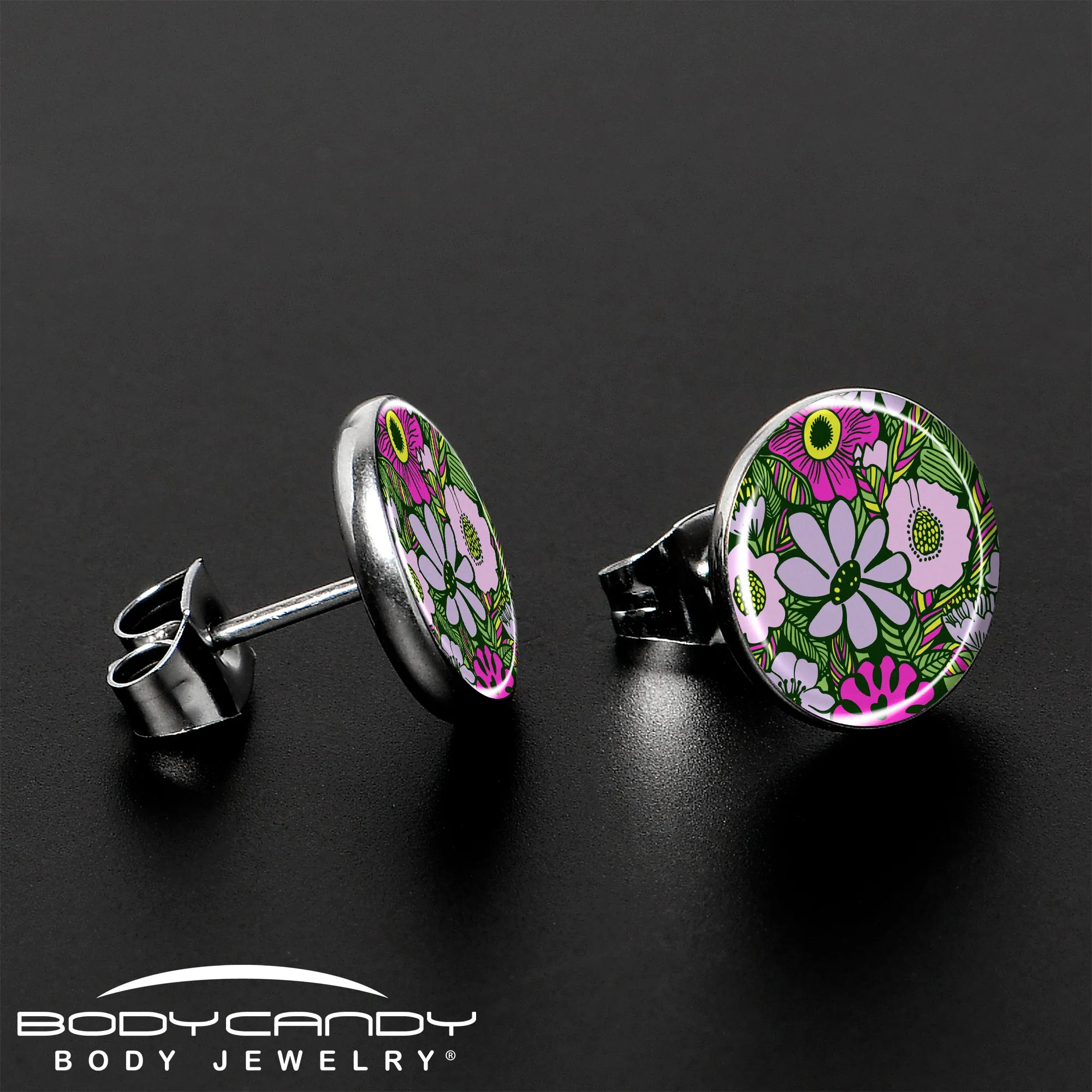Blossom Creation Paradise of Pink Flowers Stud Earrings