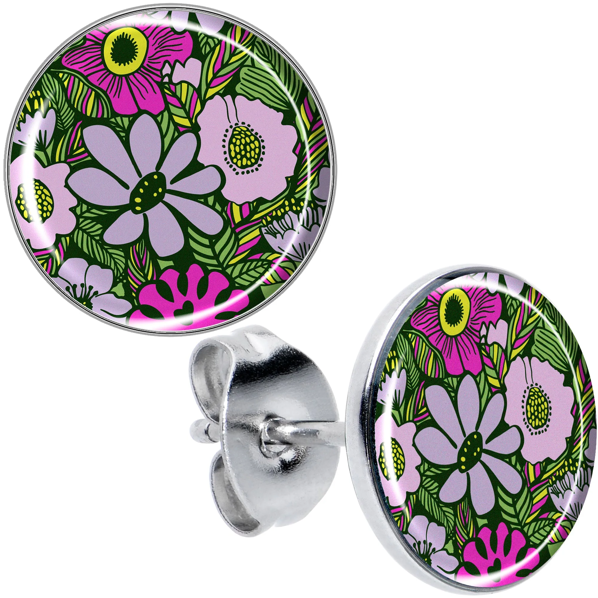 Blossom Creation Paradise of Pink Flowers Stud Earrings