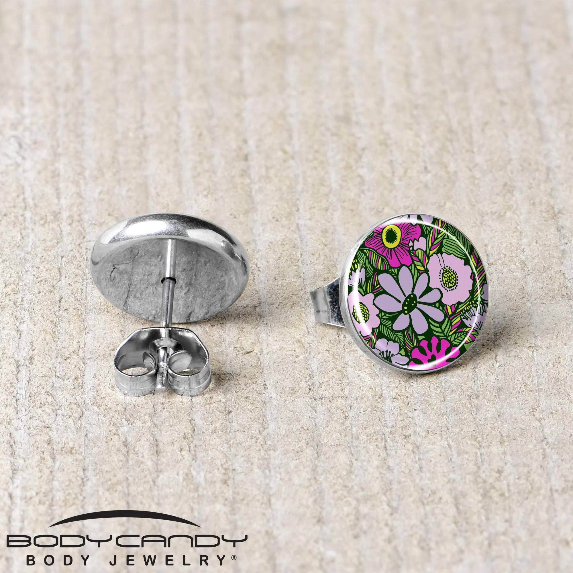 Blossom Creation Paradise of Pink Flowers Stud Earrings
