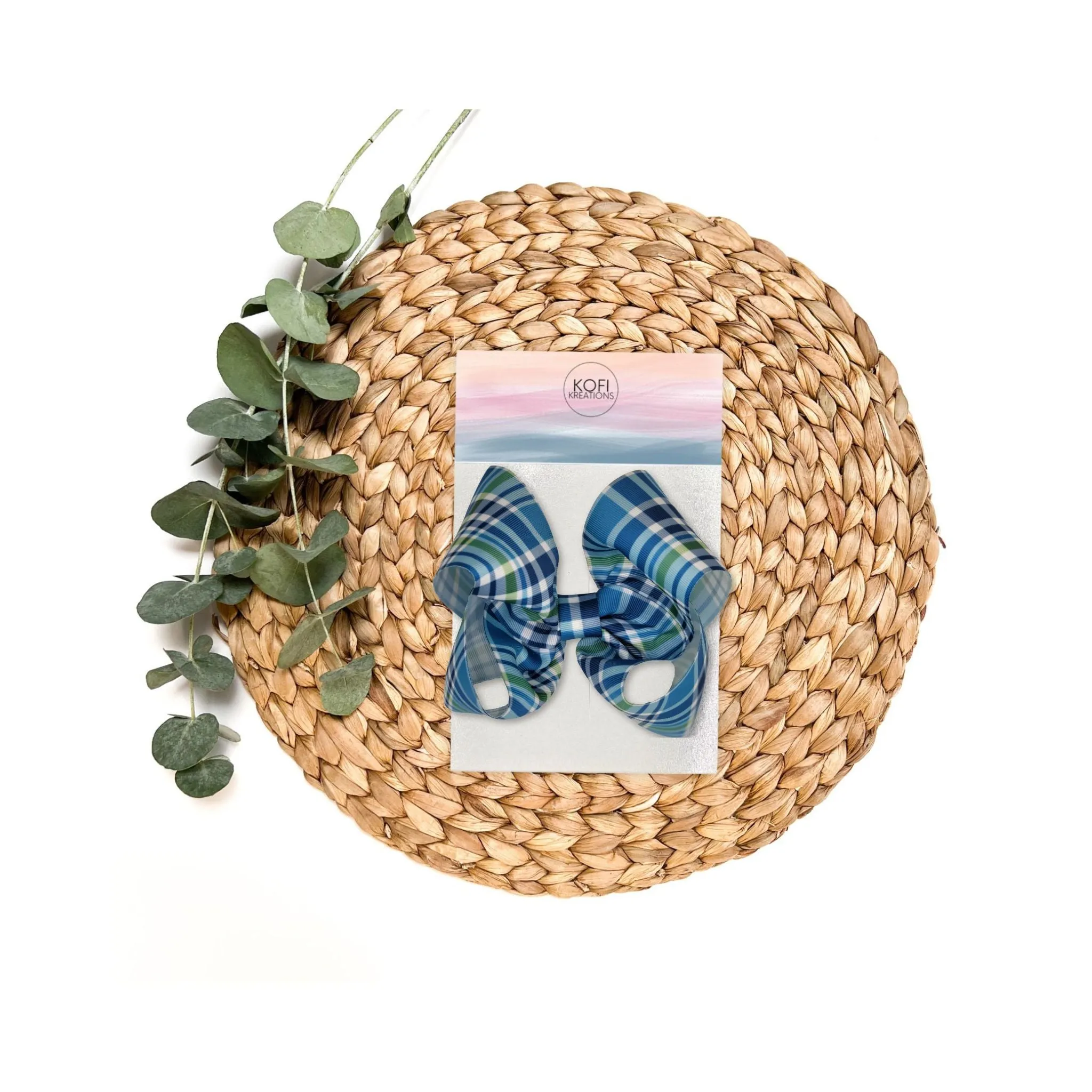 Blue Plaid | Ribbon Hair Bow