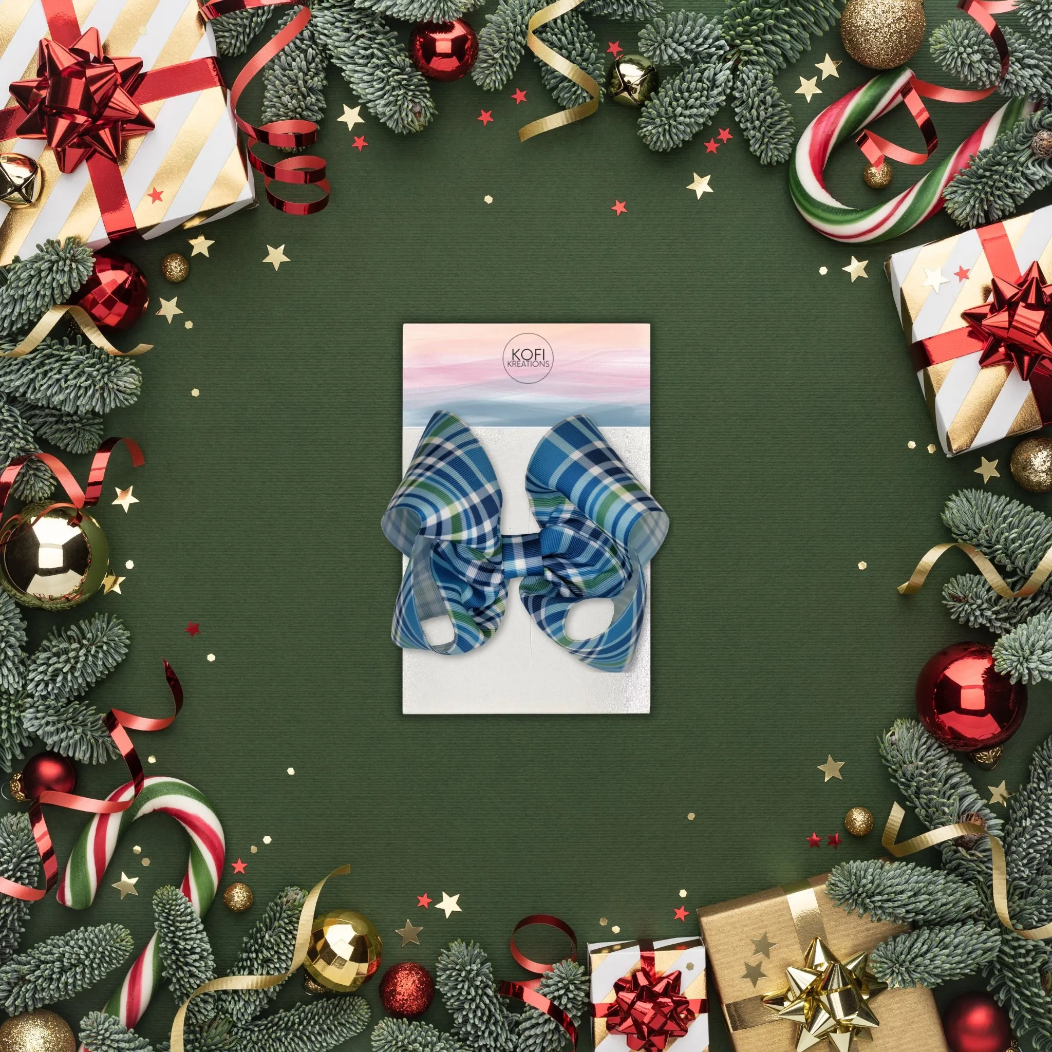 Blue Plaid | Ribbon Hair Bow