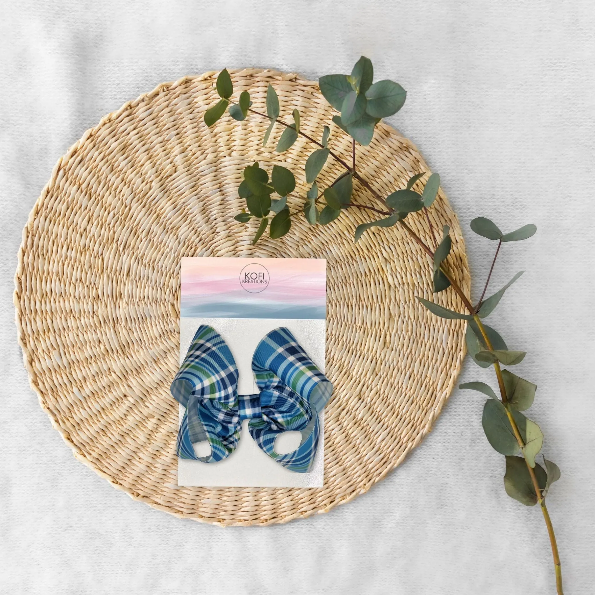 Blue Plaid | Ribbon Hair Bow