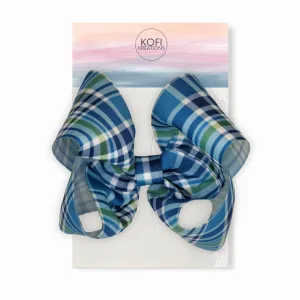 Blue Plaid | Ribbon Hair Bow