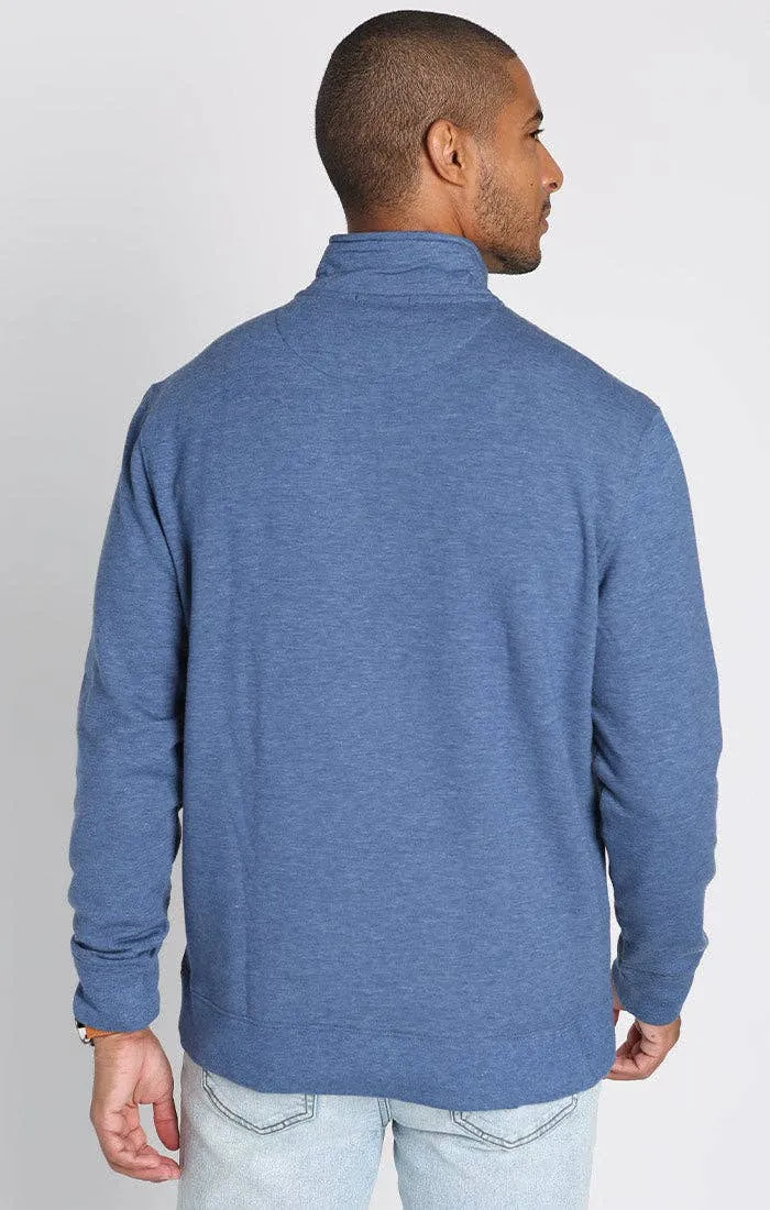 Blue Quarter Zip Soft Touch Fleece Pullover