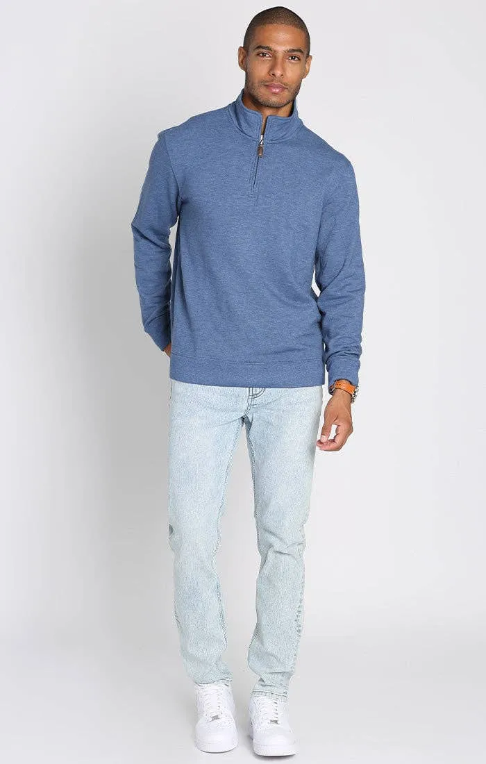 Blue Quarter Zip Soft Touch Fleece Pullover