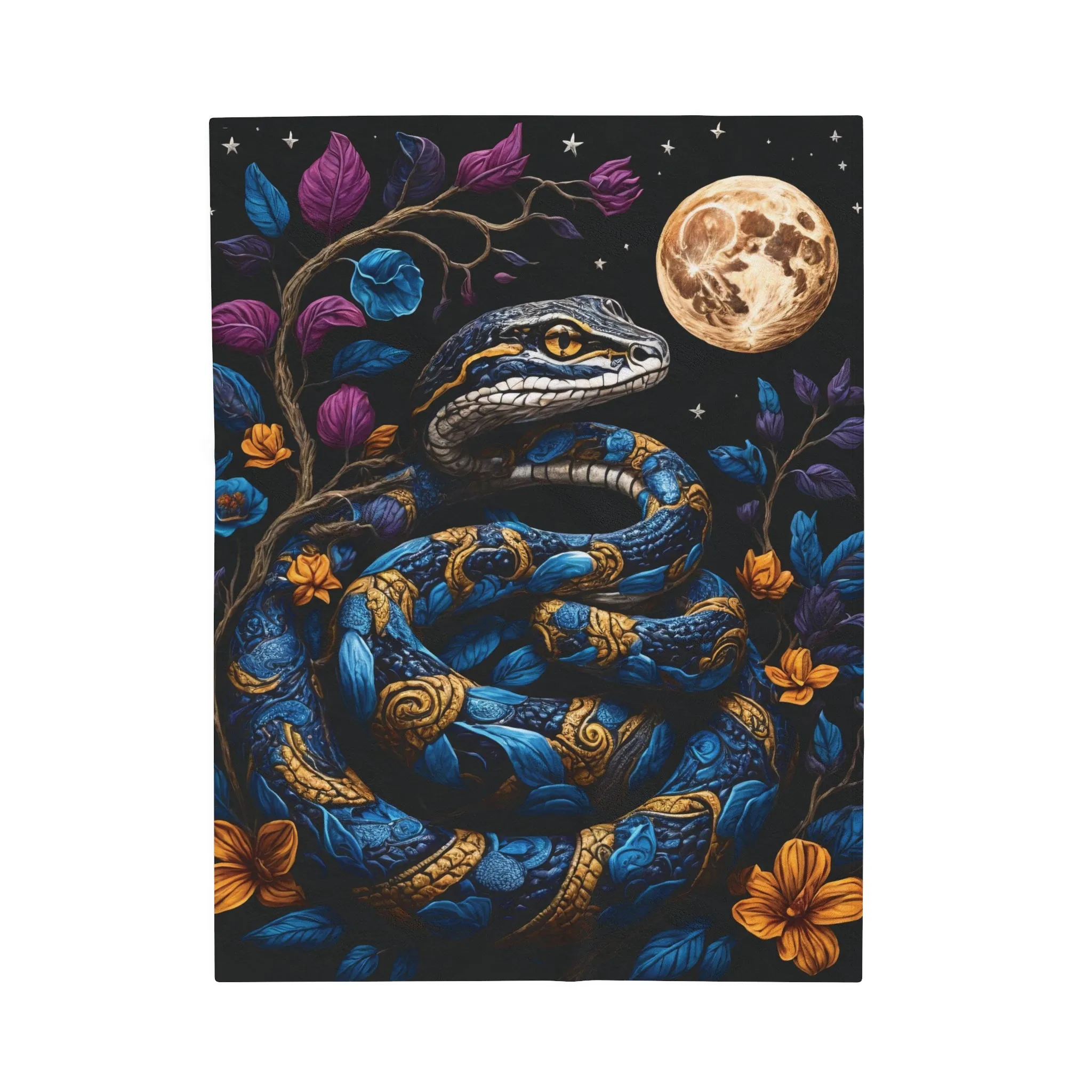 Blue Snake Velveteen Plush Blanket