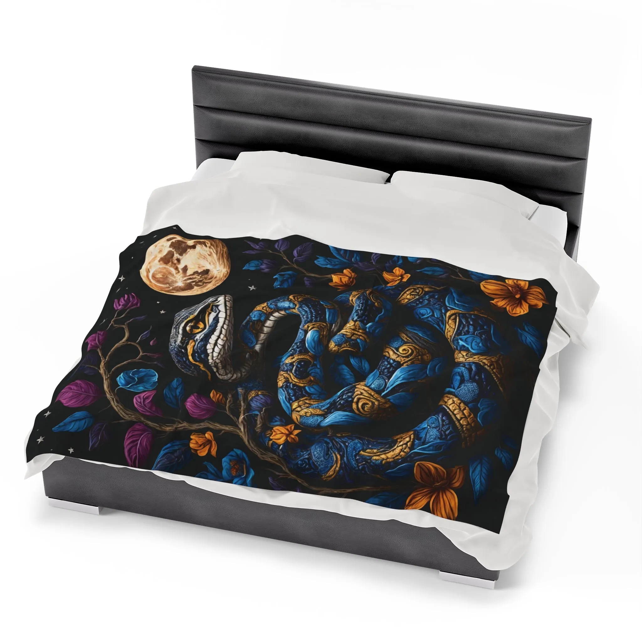 Blue Snake Velveteen Plush Blanket