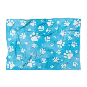 Blue Watercolor Paw Prints Fleece Blanket