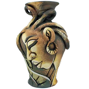 Braided Hair Vase - Original Jamaican Ceramic Art Piece for Home Decor