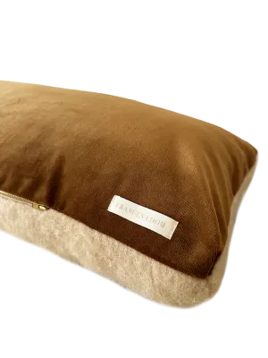 Brushed wool lumbar in caramel
