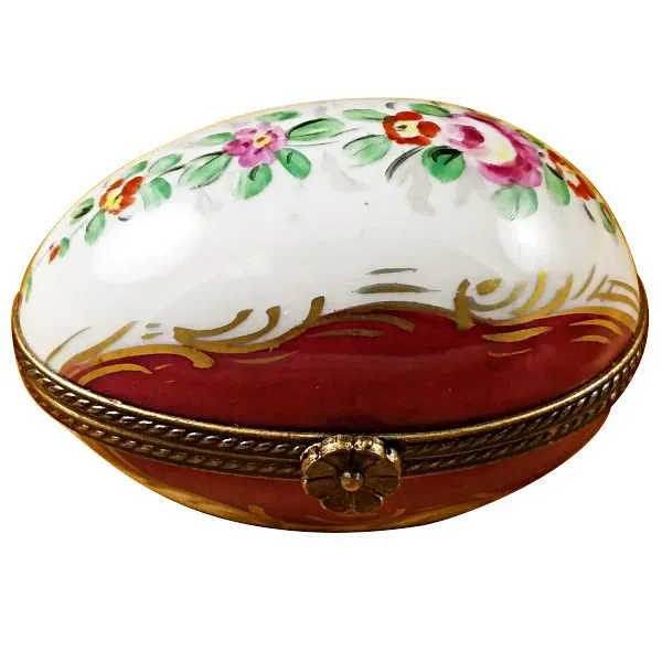 Burgundy Egg with Flowers