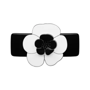Camellia Medium White Black Hair Clip