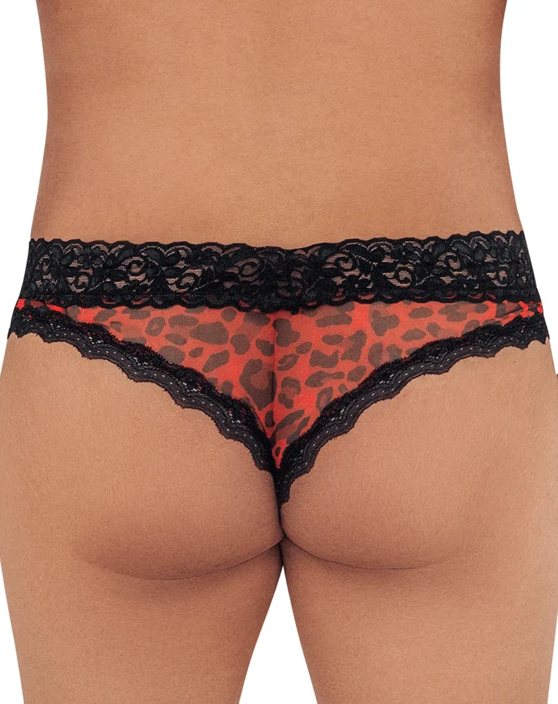 Candyman 99596x Mesh-lace Thongs Leopard Print