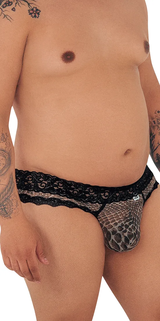 Candyman 99596x Mesh-lace Thongs Snake Print