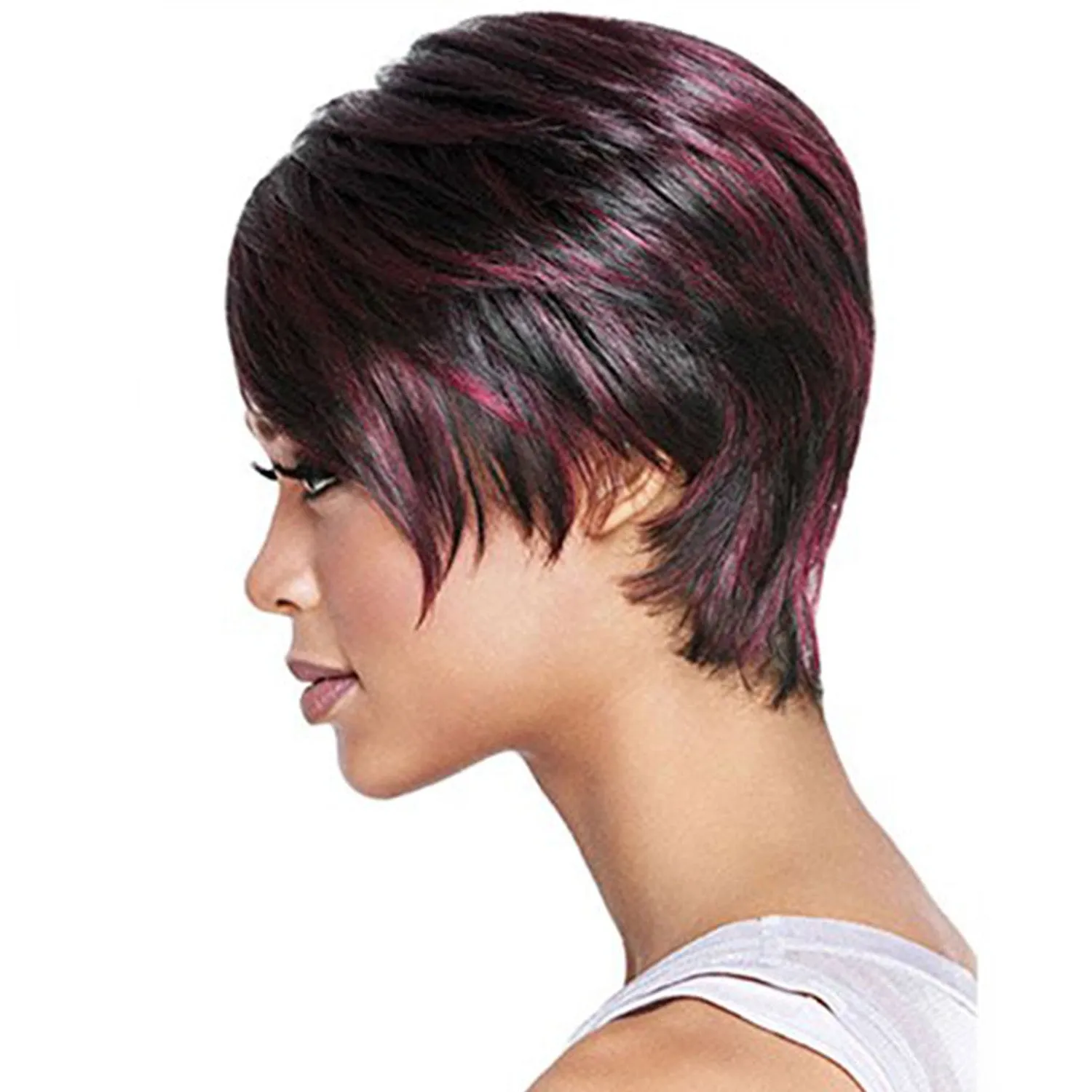 Carolina | Black Short Pixie Cut Straight Synthetic Hair Wig