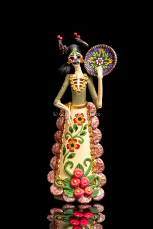 Catrina holding Dish Mexican Day of the dead Sculpture