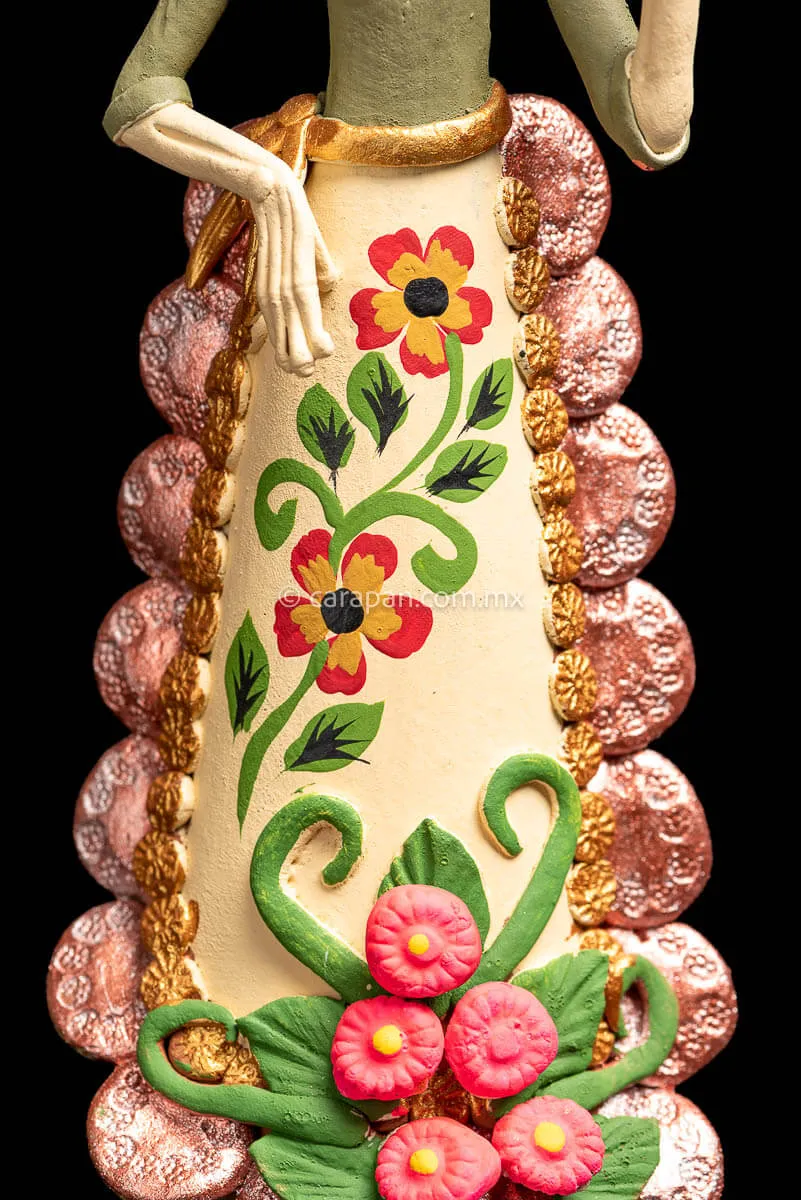 Catrina holding Dish Mexican Day of the dead Sculpture