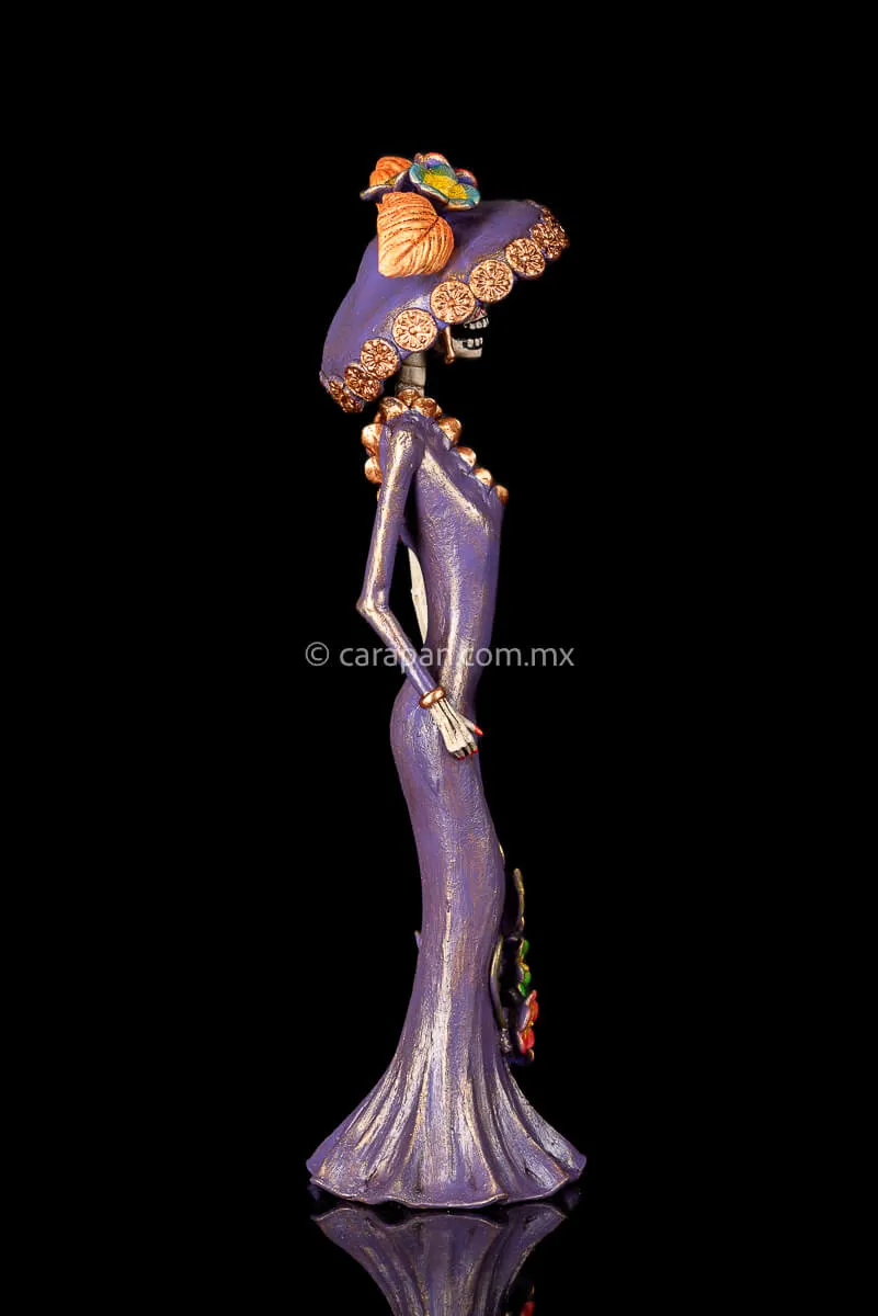 Catrina With One Sleeve Purple Dress Mexican Day of the Dead Sculpture