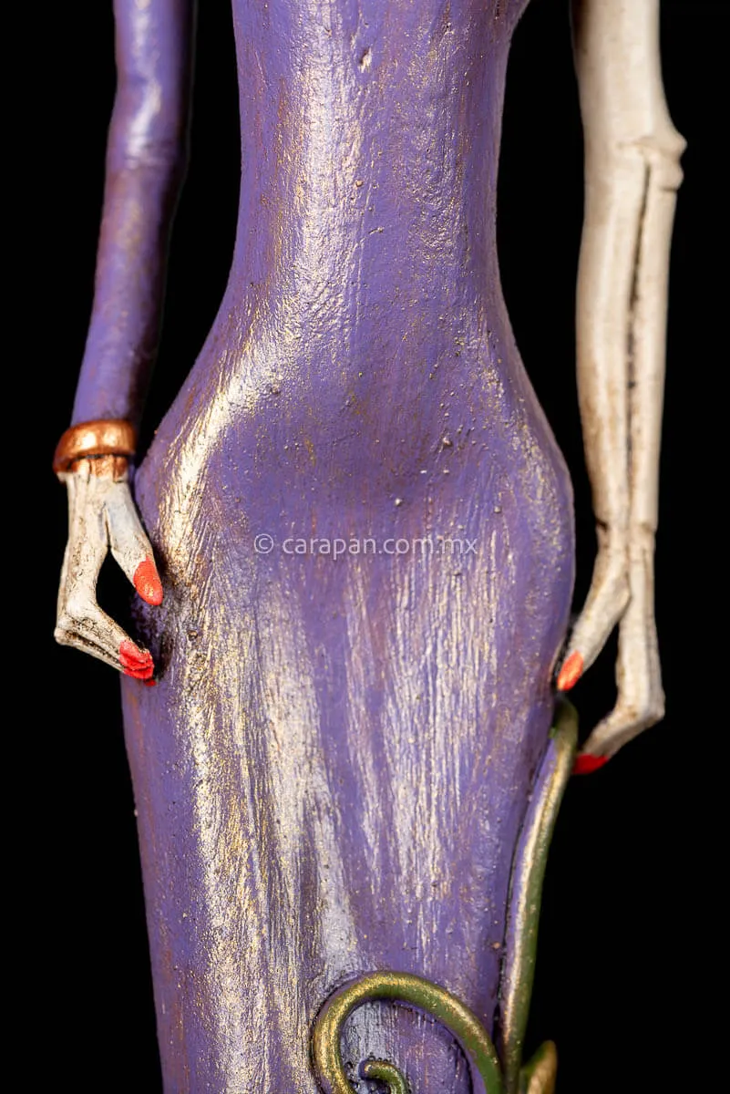 Catrina With One Sleeve Purple Dress Mexican Day of the Dead Sculpture