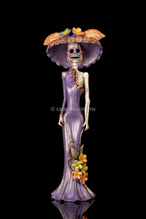 Catrina With One Sleeve Purple Dress Mexican Day of the Dead Sculpture